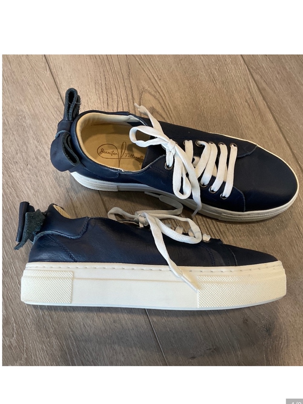 JENNIFER TATTANELLI Blue Leather Athletic Shoes Bow Size EU 36 US 5.5